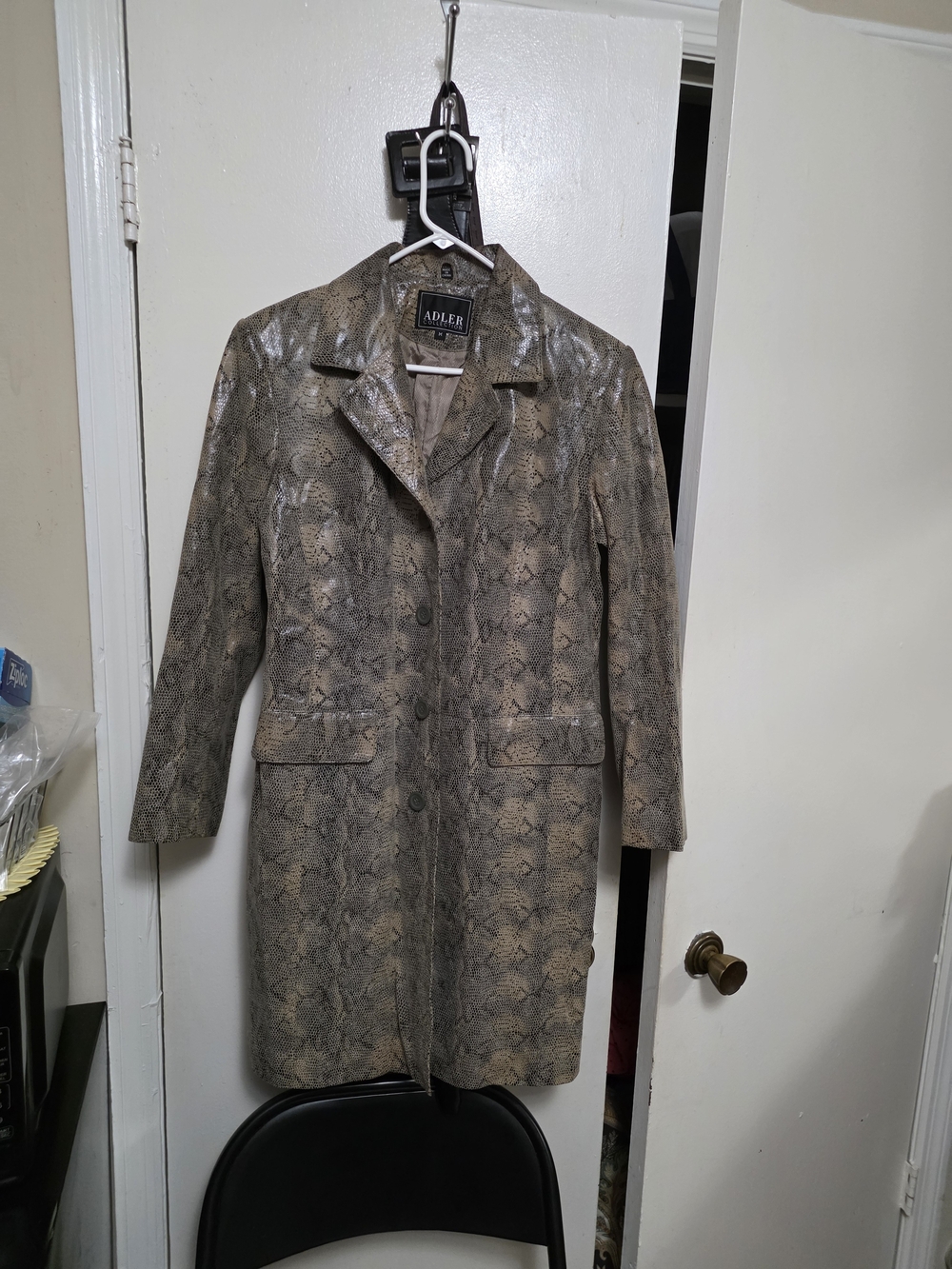 Adler Women's Taupe Snake-Print Trench Coat